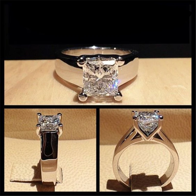 925 Sterling strieborná farba pánsky prsteň pre ženy pôvod Prírodný moissanit gemstone striebro 925 šperky štvorcový diamant zirkónové krúžky