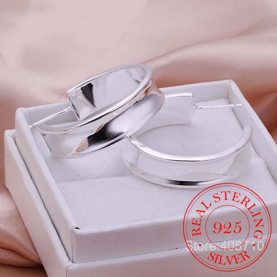 925 Sterling strieborné hip hopové okrúhle náušnice pre ženy s veľkým kruhom Sladké piercingové obruče Dodávatelia náušníc
