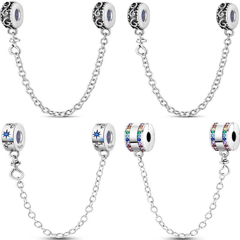 925 Sterling strieborné kúzla s reťazou Fit Pandora Originálny náramok hviezdny korálky prívesky