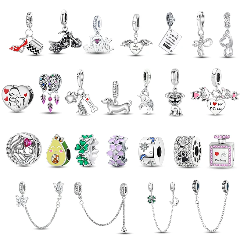925 Sterling strieborné kúzlo korálky Fit Original Pandora Charms náramok Pes Love Avokádo kvetina strieborné šperky výrobné darčeky