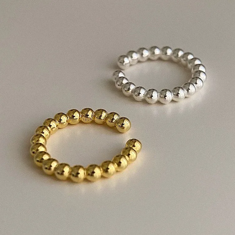 925 Sterling strieborné prstene pre ženy Geometrické jemné šperky nastaviteľné jednoduché zlaté bodky prsteň pre darček k narodeninám na párty