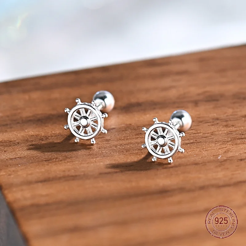 925 Sterling strieborné veterné koleso Fashring Módne kreatívne člnové náušnice Dámske narodeniny Darčekové šperky