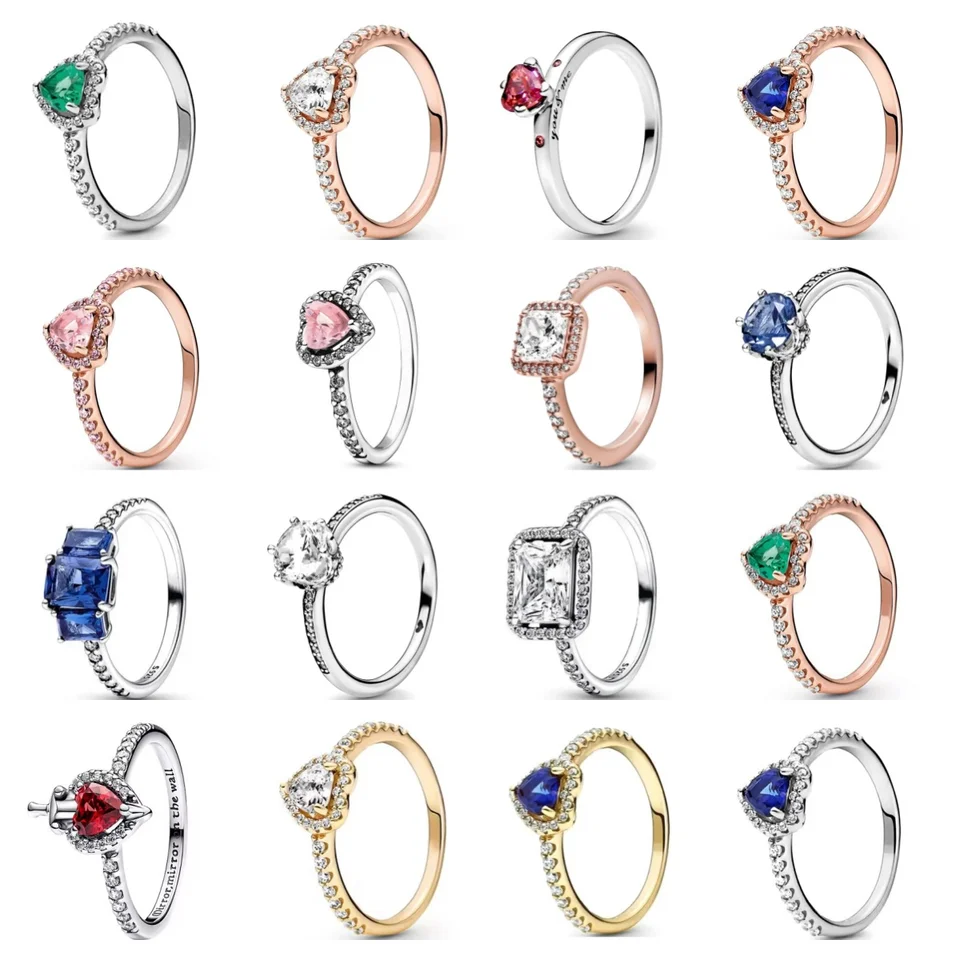 925 Sterling striebro červené srdce farebný kameň veľkosť 6 7 8 9 Snehové vločky Daisy prsteň Rings Svadobné módy jemné šperky Ženy