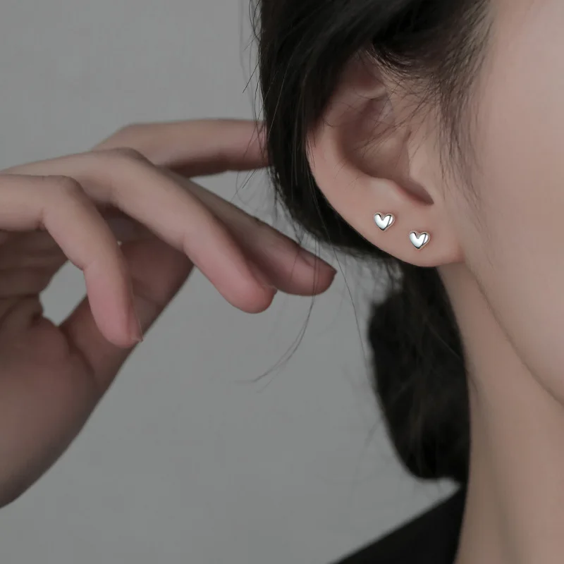 925 strieborná ihla Love Heart Stud náušnice pre ženy dievčatá roztomilé elegantné narodeninové darčeky roztomilé šperky prívesky Brincos EH1010