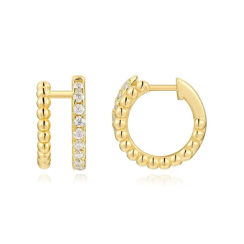 925 strieborné ľadové náušnice Moissanite Hoop pre ženy 18 K Zlatý lesk Diamond Circle Huggie náušnice jemné šperky Pass tester