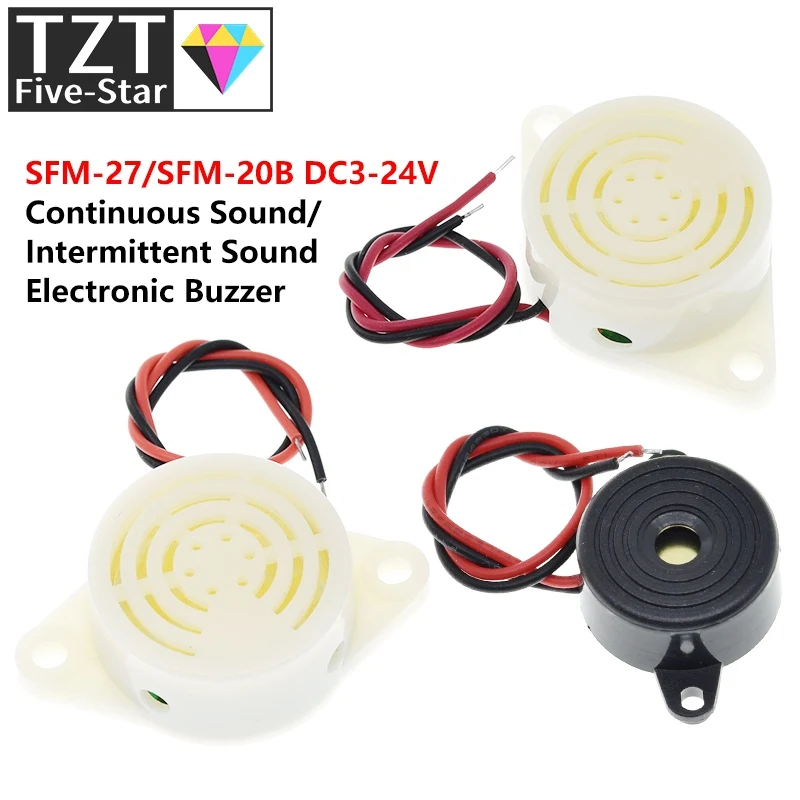 95db alarm s vysokým obsahom decibelu 3-24V 12V Elektronický bzučiak Beep Alarm Intermitent Continuten Psp pre Arduino SFM-27