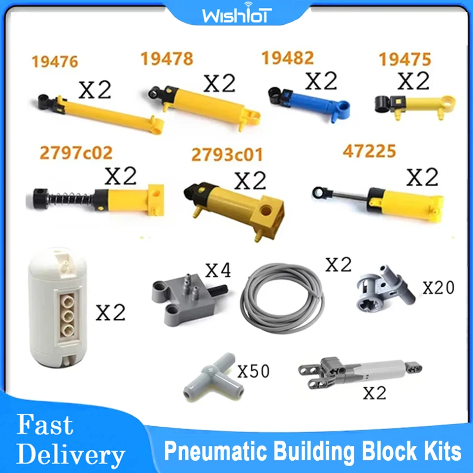 95ks MOC pneumatické diely Technické hadicové vzduchové čerpadlo Pitter Pitter Pitter Piest s LEGOEDS 42043 9641 47225 61904
