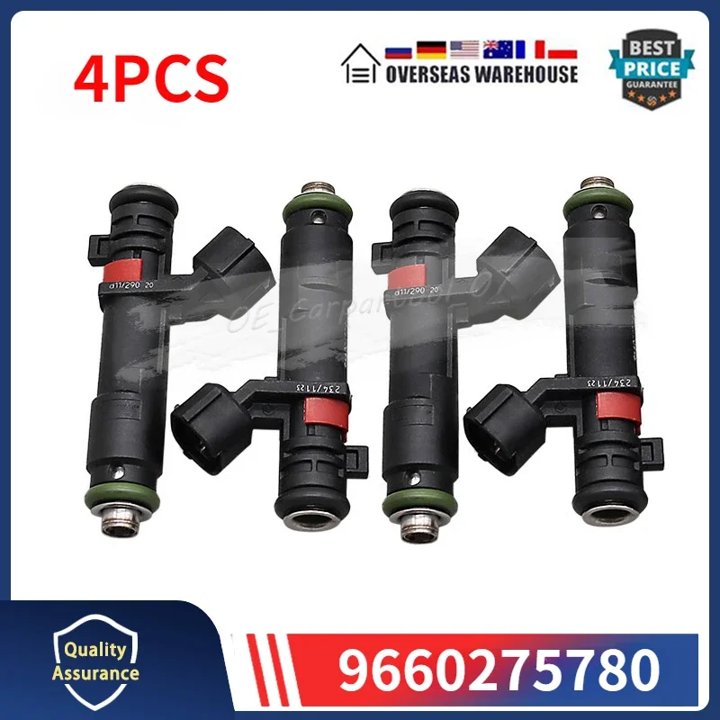 9660275780 Injektory paliva 4ks pre Peugeot 307 308 407 807 Citroen C4 C5 C6 C8 Fiat 1984F8