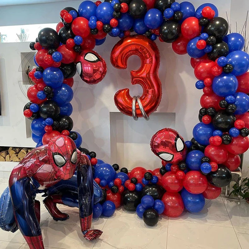 96ks Disney 3D Spiderman Balloons Garland Arch Kit Red Blue Latex Balóny Vek 1-9