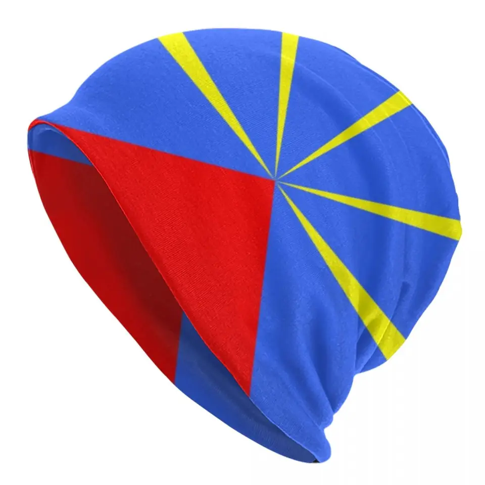 974 Reunion Island Flag Bonnet Hat pletená klobúk Men Ženy Cool unisex dospelých znovuzjednávo