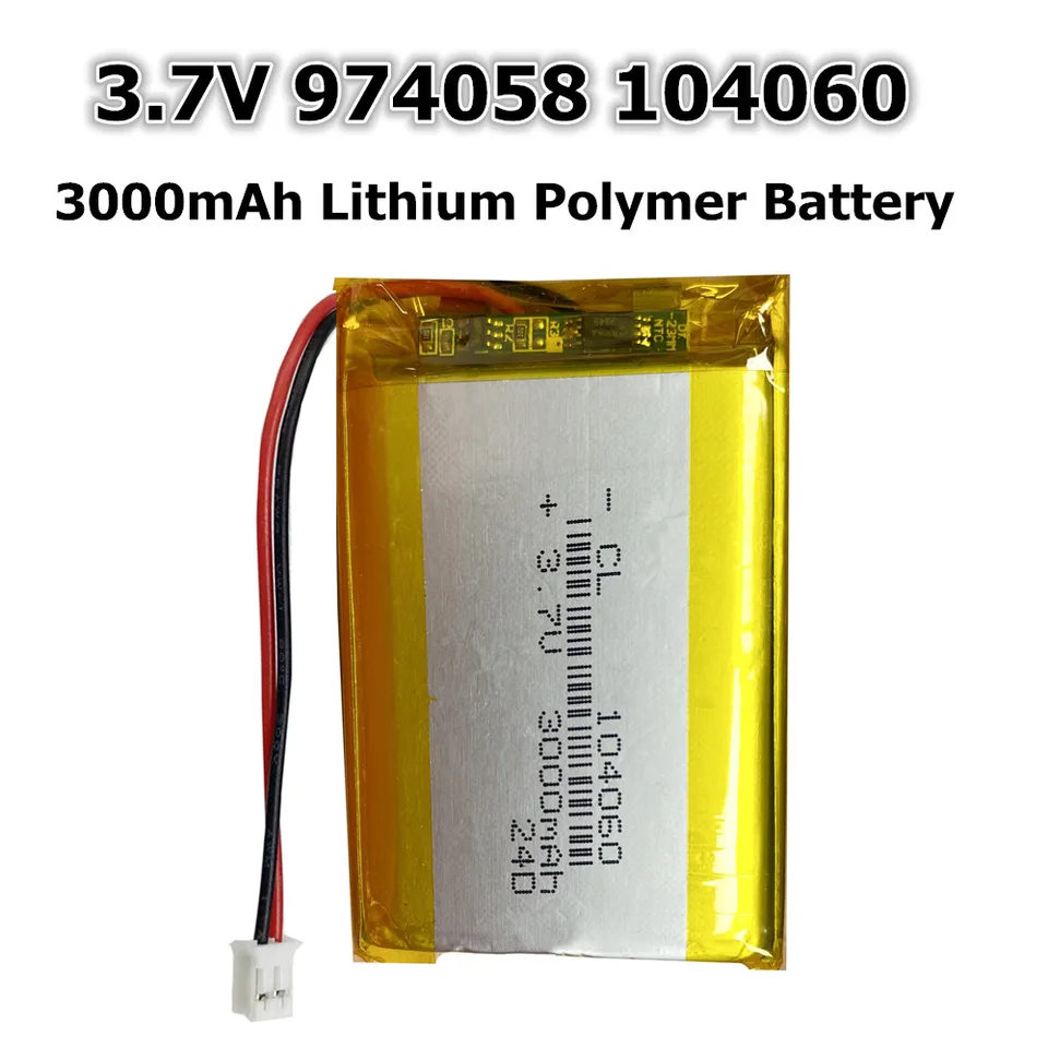 974058 104060 3000 mAh lipo bunka 3,7 V lítium polymérna batéria Ph2,0 2p pre masážne merač GPS navigátor aeromodelling nabíjateľné