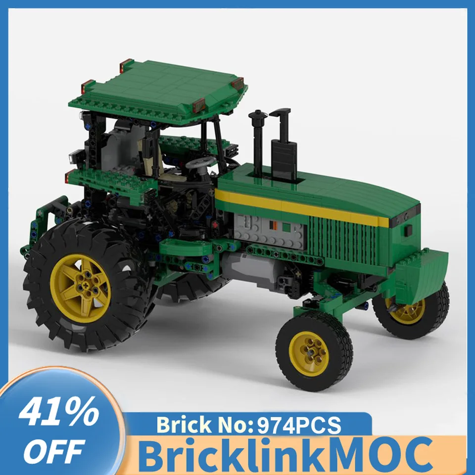 974ks MOC RC Farma 1:17 Johning Deered 4955 Tractor Trailer Model DIY Creatívne nápady detská hračka Darček Darček Technologické bloky