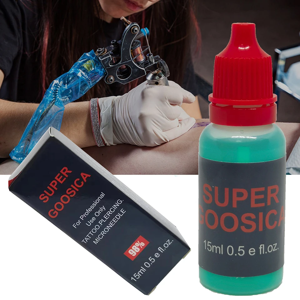 98% Super Goosica Tattoo Blue Gel počas tváre a tela permanentný make -up mikroblading piercing obočie Lips Pomocný gél 15 ml