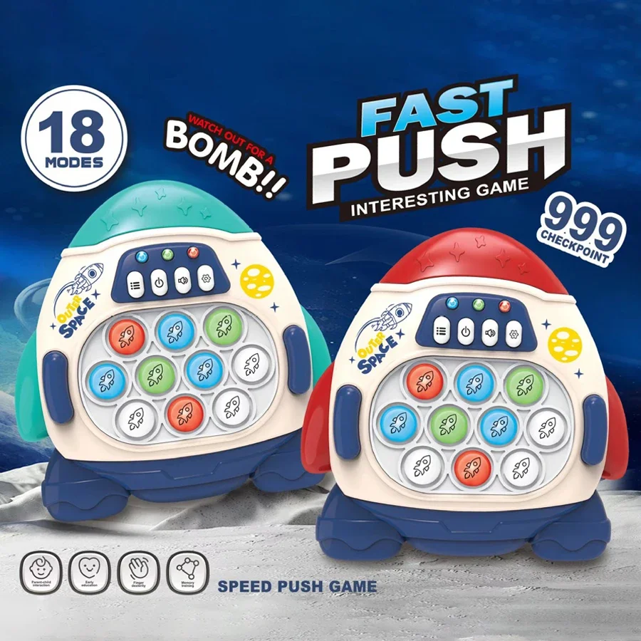999 úrovne Elektronický popový push Quick Push Game Console s LED osvetlením RGB Viodné pre dospelých a detské fidgetové hračky Vianoce