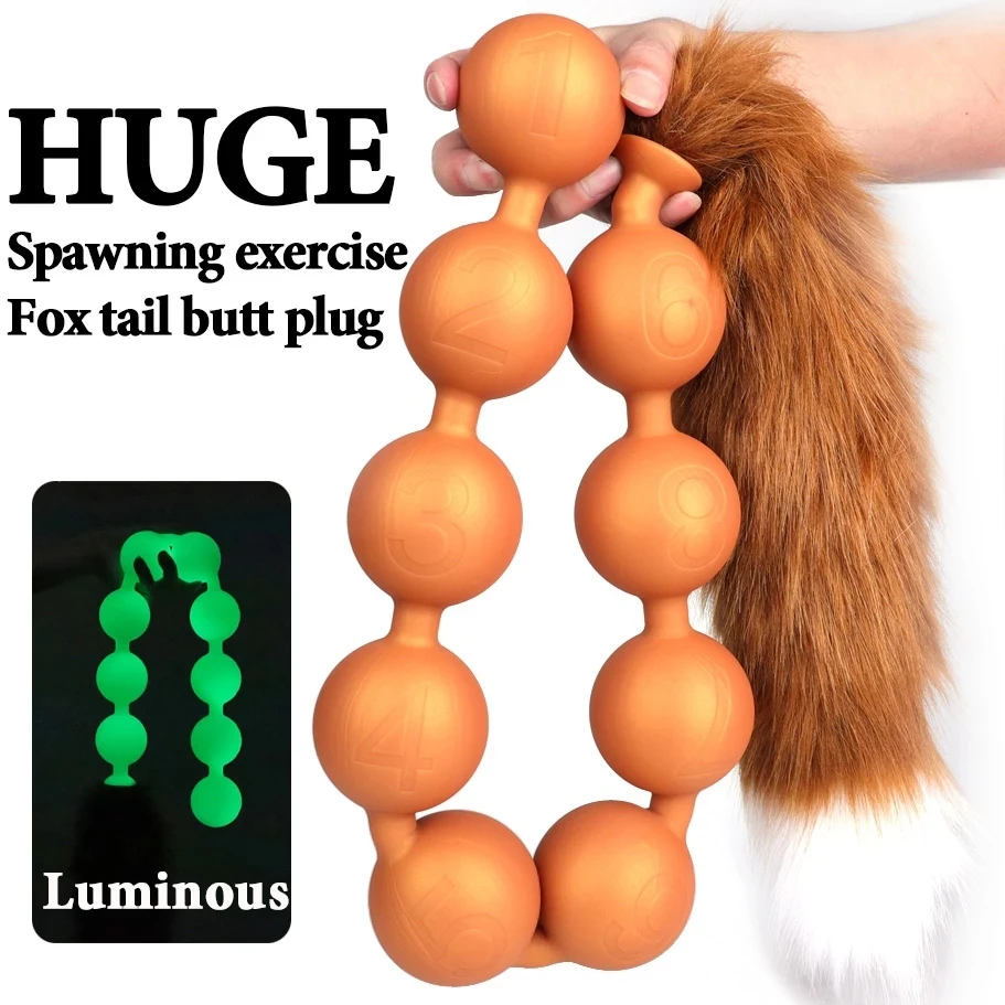9beady super dlhý análny chvost cosplay silikónový mäkký dilatátor guľôčky pre ženu Fox Tail Anal plug Massager Pull Pltapky buttplug