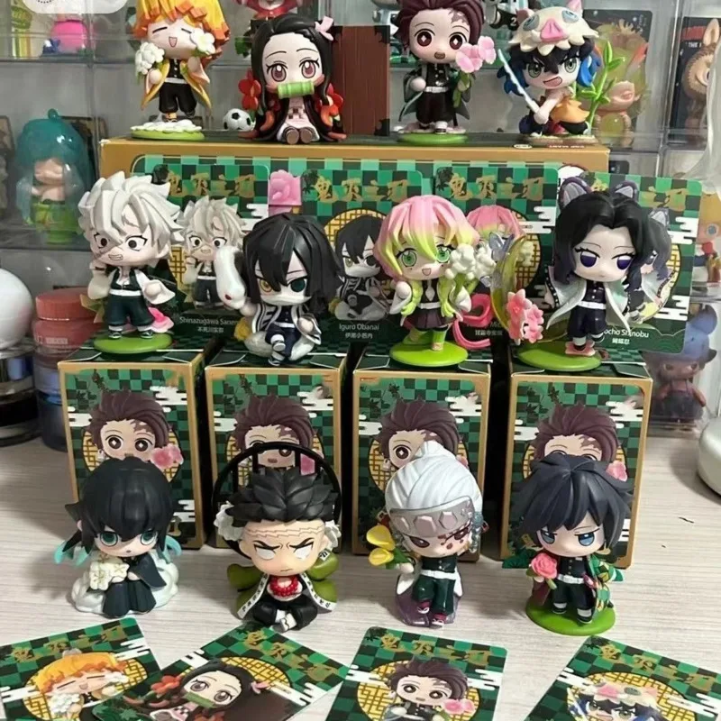 9cm Demon Slayer Tanjiro Kamado Nezuko Anime Cartoon Figure Figure Blind Box Creative Sochy Model ornament pre deti
