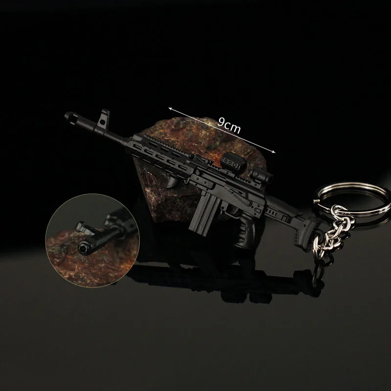 9cm Mini Gun Model AK308 Keychain Model Model šperky Kovová kovová prívesok Key retiazka Chaveiro Bag Key Držitelia Držitelia pre deti pre deti