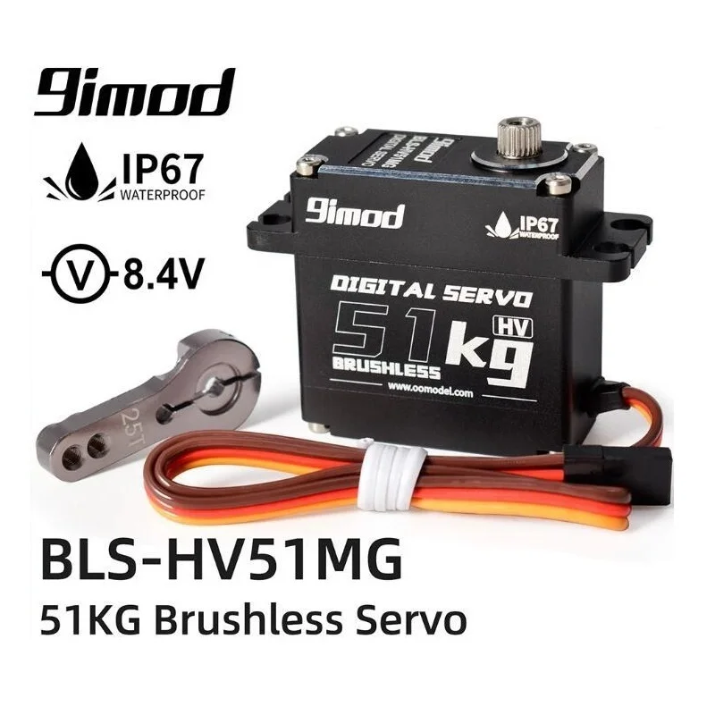 9imod BLS-HV51MG 51KG Metal Gear Brushless Digital High napätie vodotesné servo pre 1/8 1/10 diaľkového ovládacieho vozidla