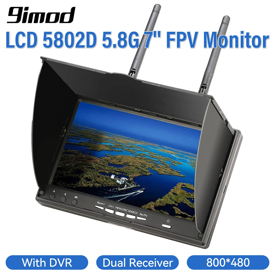 9IMod LCD5802D FPV Monitor s DVR 5,8G 40CH 7 palcov LCD Screen Monitor 800x480 Duálny prijímač diverzity pre FPV Drone