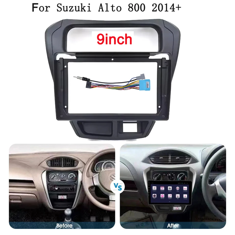 9inch 2 Din Car Radio Fascia Rám pre Suzuki Alto 800 2014 2015 2016 2017 2017 Big Screen Android Car Radio Dash Fitting Panel Kit