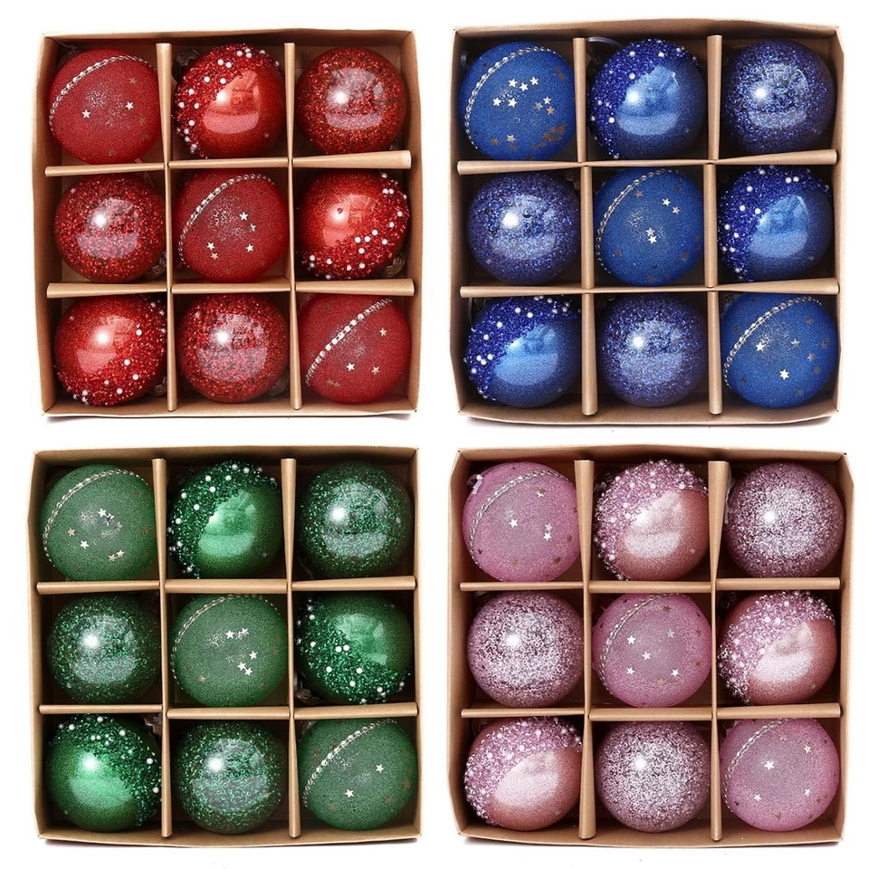 9ks vianočné dekorácie vianočné loptové ozdoby Vianoce stromové závesné prívesok pre domáci novoročný párty dekorácie 8cm Navidad Red Pink