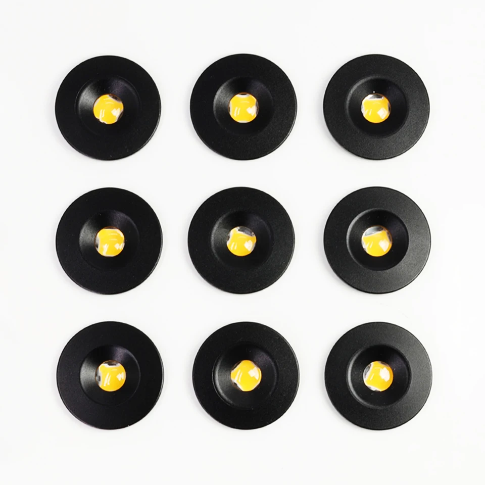 9pcs 1W IP65 Mini LED Spotlight Spotlight Svetlo LED LED škvrny Canopy STAIR STAIR Svetlo FOCOS LED SPOT Downlight Black Silver Shell
