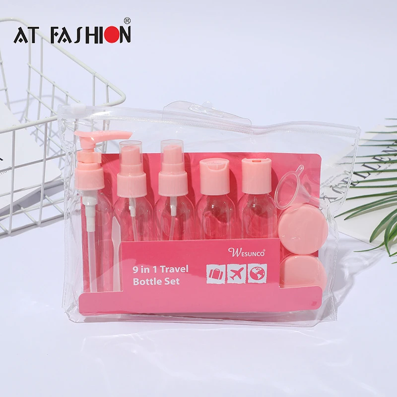9pcs doplňuje cestovné sub-fľašu set vonkajšie výdajné rozprašovacie krém Sprchový gél Essence šampón kozmetické prázdne úložné náradie