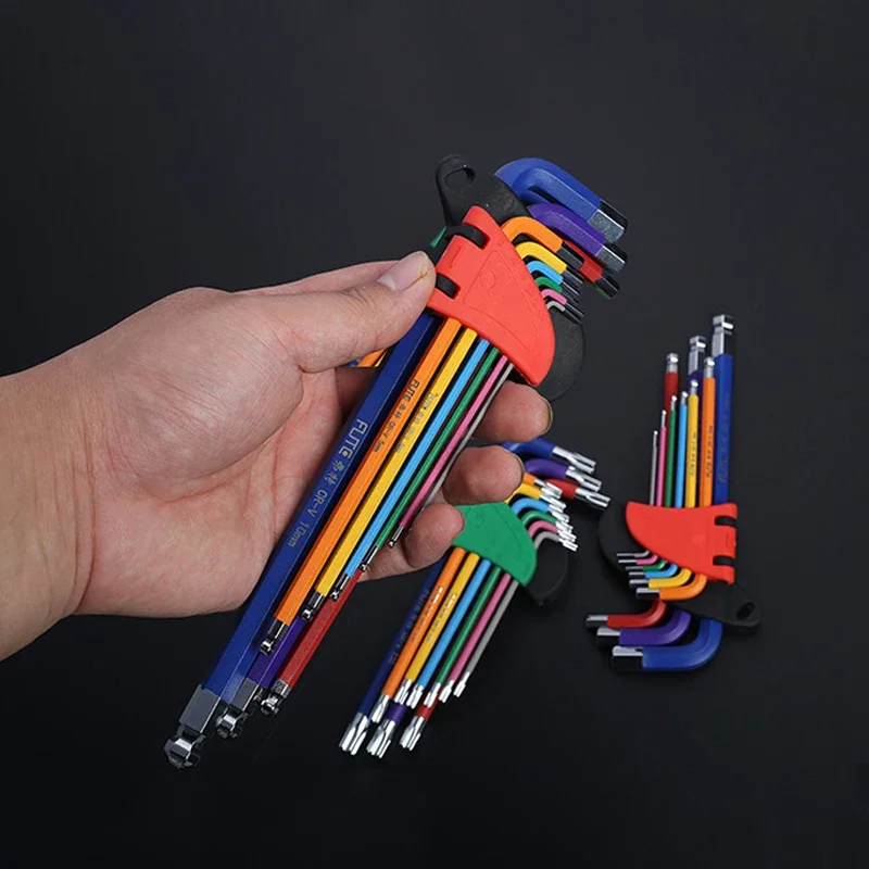 9pcs Hexagon Allen Key Wrench Tools Set Spanner Set skrutkovacia súprava nástroja 1,5-10 mm kódovaná loptička Hex Allen Key L Set