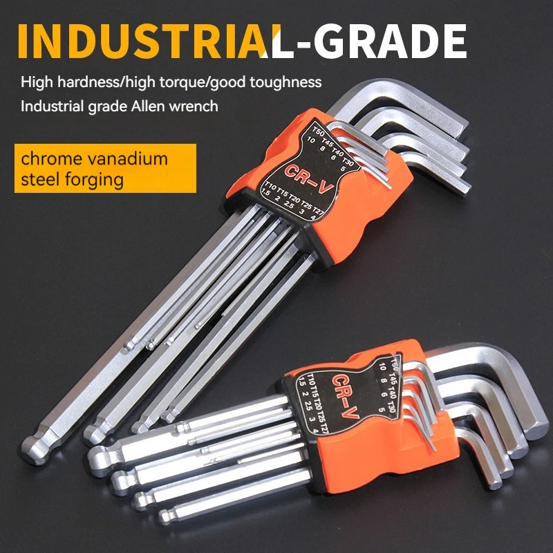 9pcs l Typ Double-end skrutkovač hex hexový kľúč set all key hexagon plochý guľa Torx hviezda hlavy kľúča sada ručných náradia