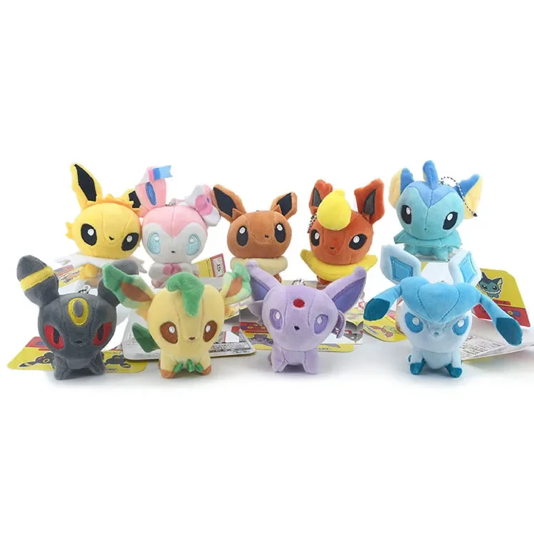 9pcs/lot plyšové kľúče anime figúrky Umbreonsylveonespeon Soft Soft Plspie Plushie Doll Toy prívesok