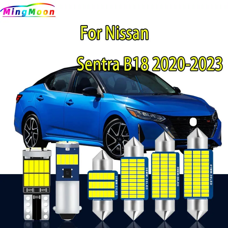 9pcs Príslušenstvo pre Nissan Sentra B18 2020 2021 2022 2023 Automobilové žiarovky LED Interiér Čítanie mapa Dome LIGSNA SVET SPELE