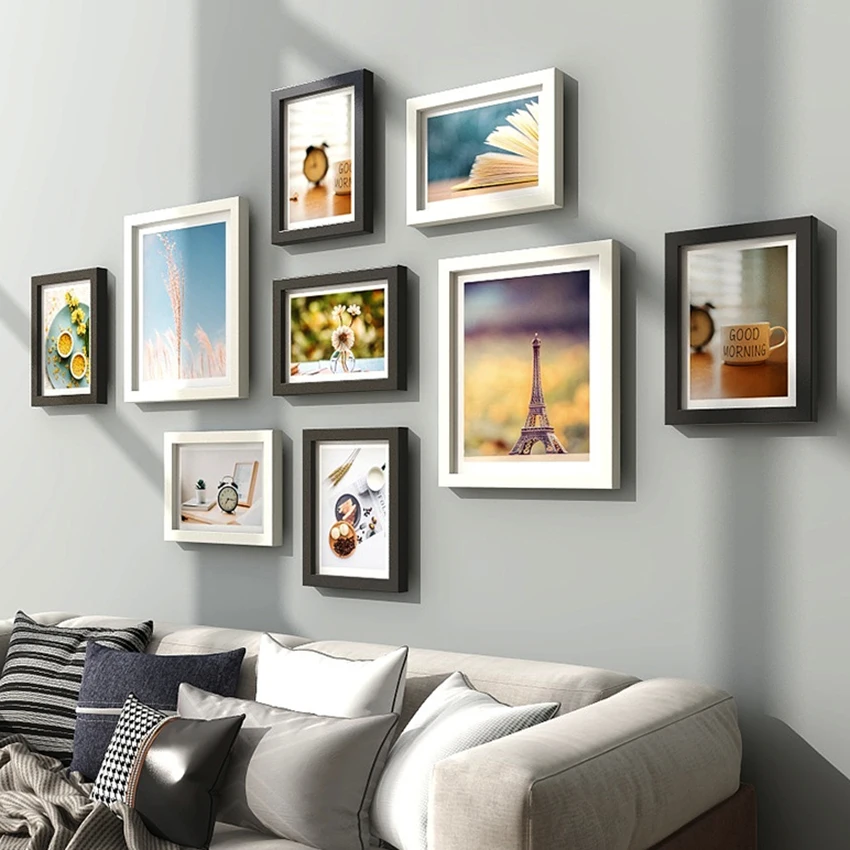 9pcs/set prírodné drevo obrazové rámy na stenu dekora
