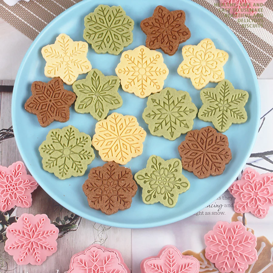 9pcs/set Snowflake Tvar Vianoce Deň cookie cookie pleseň Nové pečiatky sušienok Referisáre námrazy Cookie Cookie Pastry Dezert Pečenie predmetov
