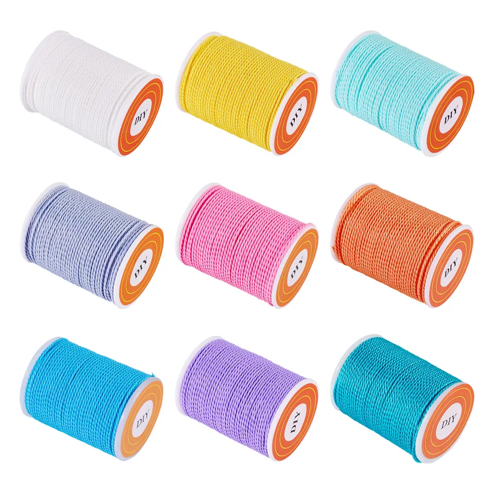 9Rolls 1 mm voskovaný polyesterový kábel skrútený voskovaný voskovaný niť stehing vlákna pre domácich majstrov