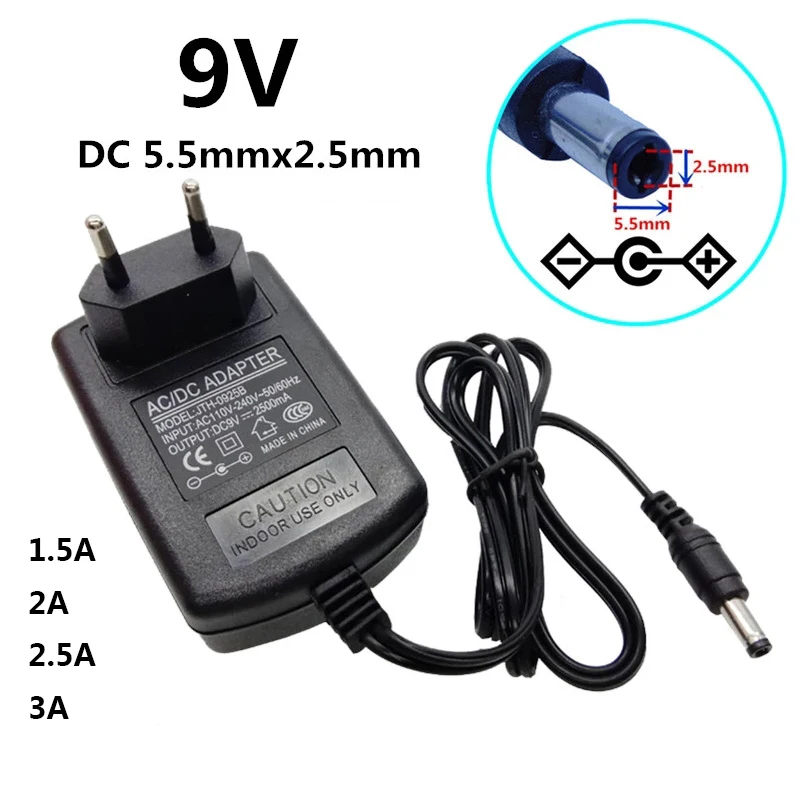 9V 2A napájací adaptér 9V AC/DC Adaptéry Univerzálny 9 V napájaní 1,5a 2.5a 3a 5.5*2,5 mm 9 V Adaptérový spínací koncert adaptéra