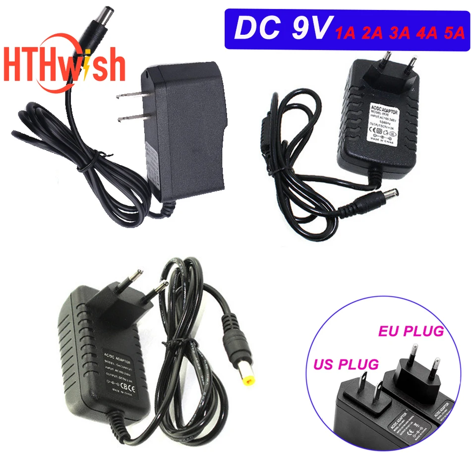 9V DC Universal Power Supply 1A 2A 3A 4A 5A Transformátor AC 100-240V až DC 9V AC Power Adapter LED ovládač LED