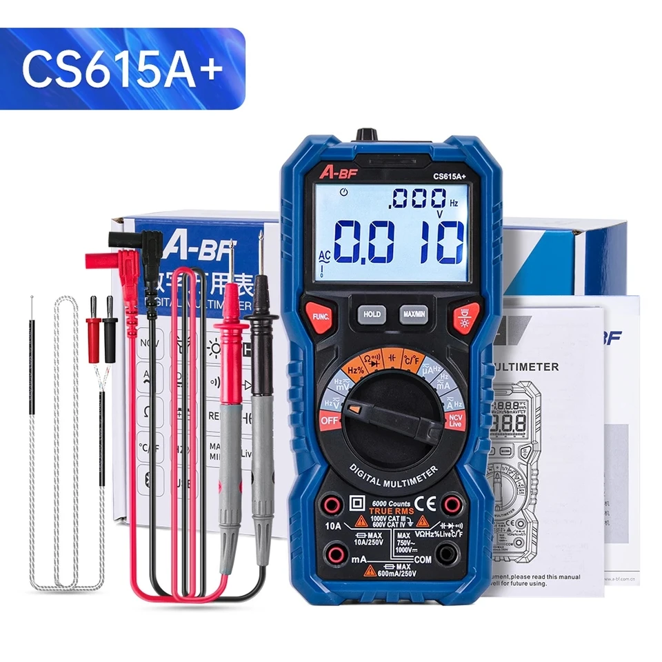 A-BF Digital Multimeter True RMS prenosný AC/DC Ammeter Multimeter Intelligent Auto Range Data obsahuje vysoký presný anti-hoň