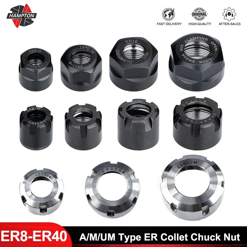 A/M/um typu er Collet Chuck Nut pre CNC Lathe Fleging Cutter Router Bit Držiteľ ER8/ER11/ER16/ER20/ER25/ER32/ER40
