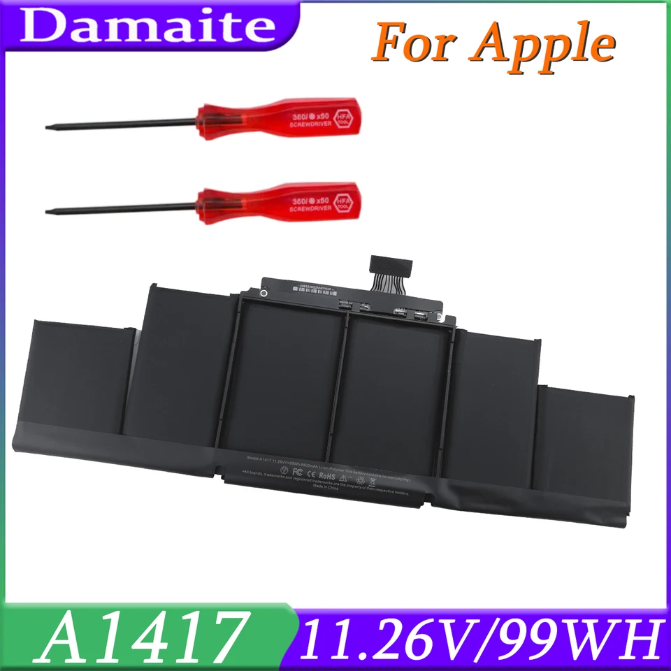 A1417 11.26V 99WH NAPOHNÁ BATTERA PRE Apple A1398 (Verzia 2012 Skorého roka 2013) pre MacBook Retina Pro 15 