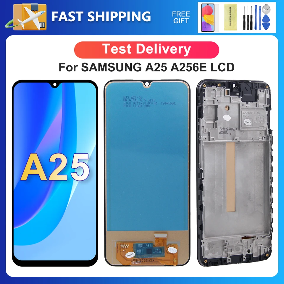 A25 pre Samsung 6.5'stest A256 A256E A256B A256U LCD DISPIT DISPITION DIGITIZERIZÁCIA Zostava zostavy