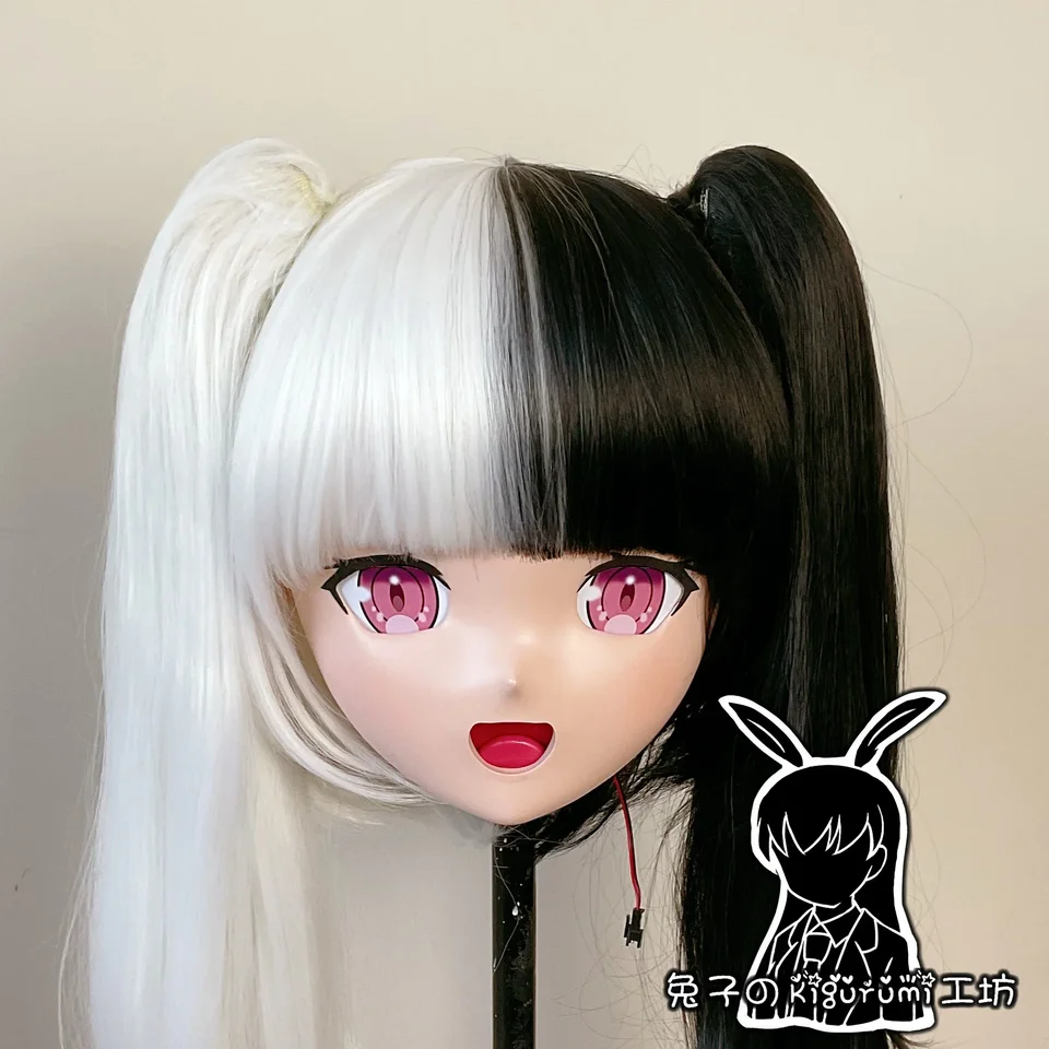 (A28) Vlastná ručne vyrábaná maska ​​s plnou hlavou s backshell Japan Cartoon Silikone Anime Alice Mana Kigurumi Cosplay Mask