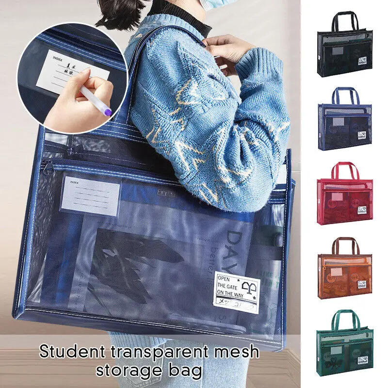 A3 Mesh Art Bag Veľký 8k náčrt kresby Album Veľká kapacita A4 Testovací papier vrecko na zips kabelku s kabelkou Nylon Mesh School