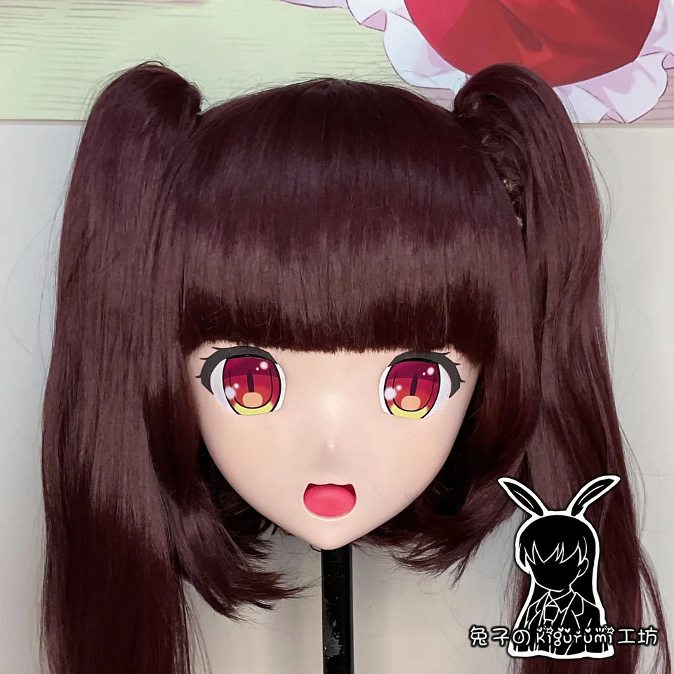 (A38) Vlastná ručne vyrábaná maska ​​s plnou hlavou Japonsko Karikatúra Silikón anime Nekopara Kigurumi Cosplay Mask