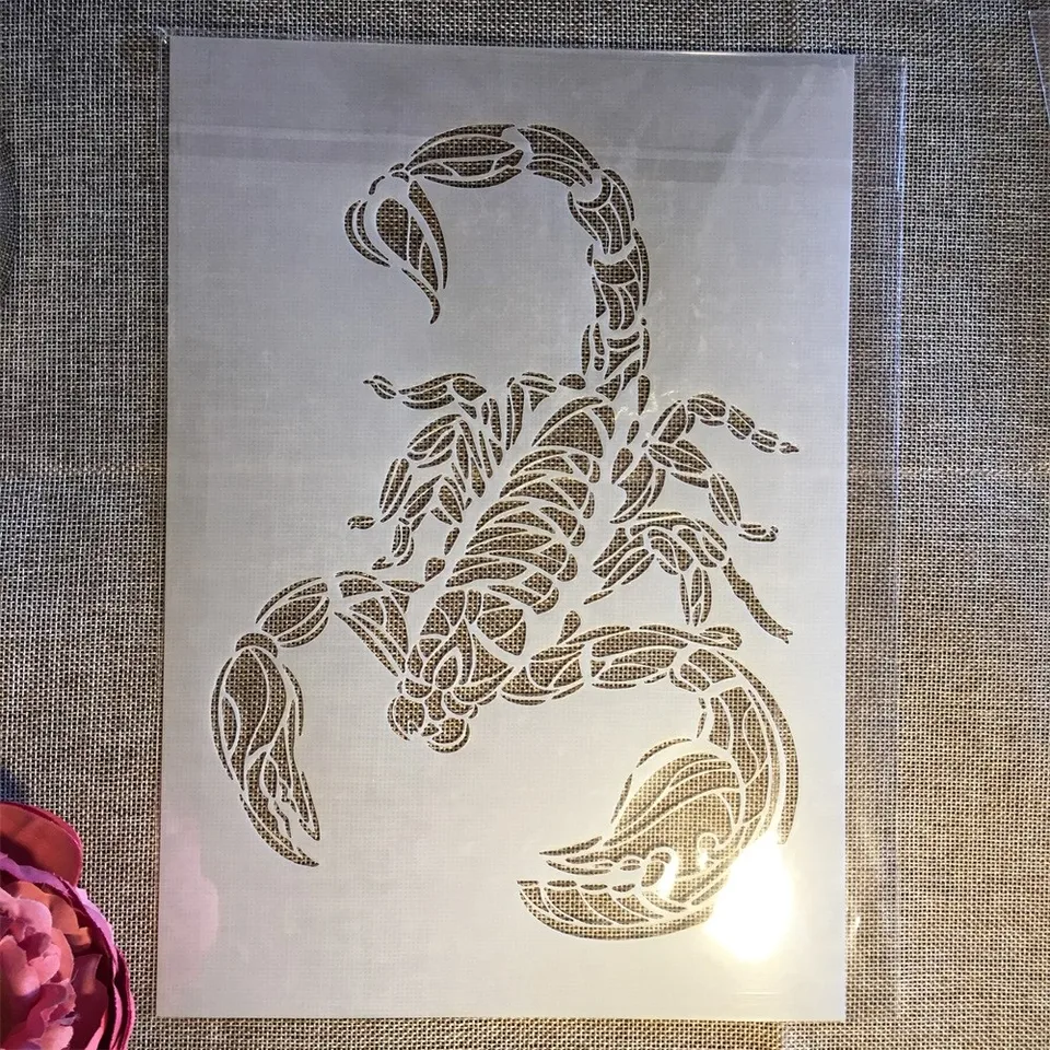 A4 29 cm mandala Scorpion DIY vrstvenie šablóna maľba maľovanky sfarbenie album dekoratívna šablóna