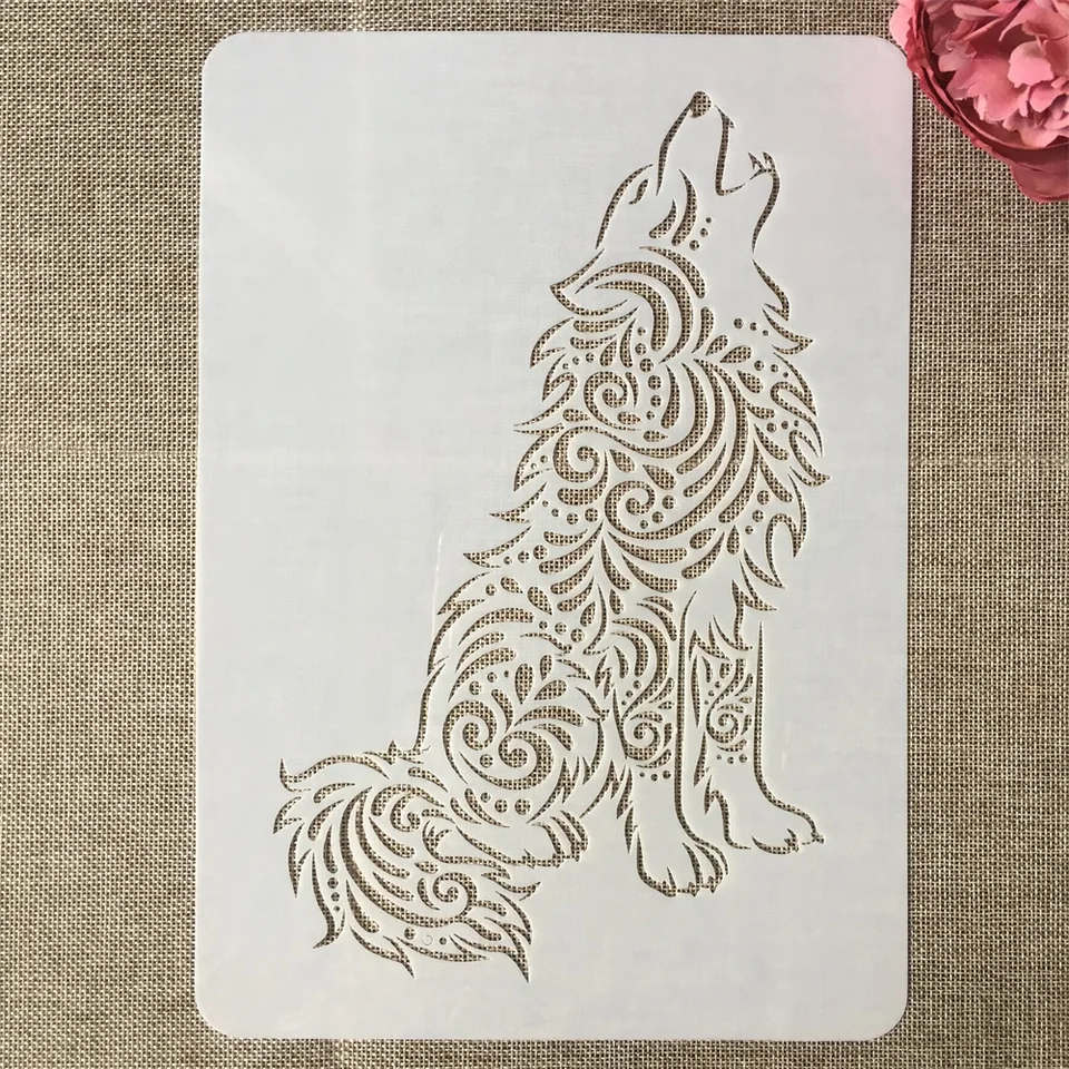A4 29 cm Wolf Cry DIY vrstvenie šablóna maľba zo scrapbook sfarbenie erazu album dekoratívna šablóna