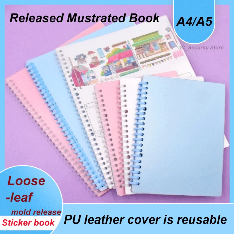 A4/A5 Veľkosť nálepka Zhromažďovanie albumu 40 listov PU Leather Cover Opätovne použiteľná kniha pre DIY