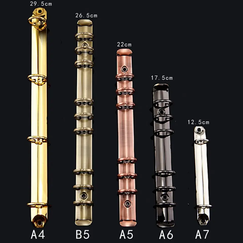 A4/B5/A5/A6/A7 kovové väzobné sponky s kovovými listami Farebné špirálové spojivové spojky DIY Album Diary Clips Ring Notebook Accessory