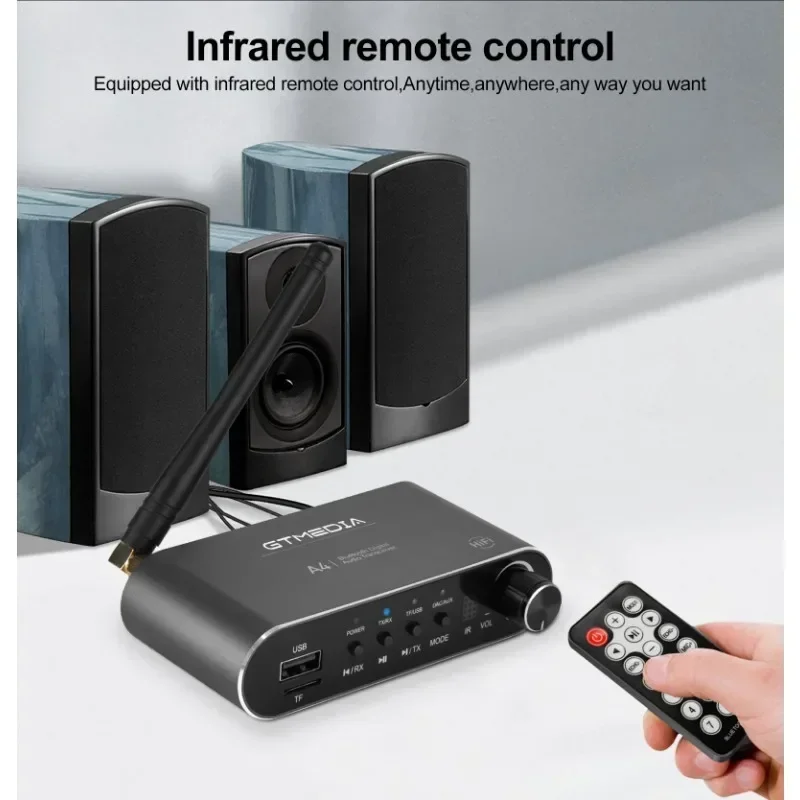 A4 Bluetooth prijímač 5.1 Bluetooth vysielač 4 v 1 Bluetooth Adapter RX: A2DP/AVRC, TX: A2DP SBC AAC TF/USB Disk