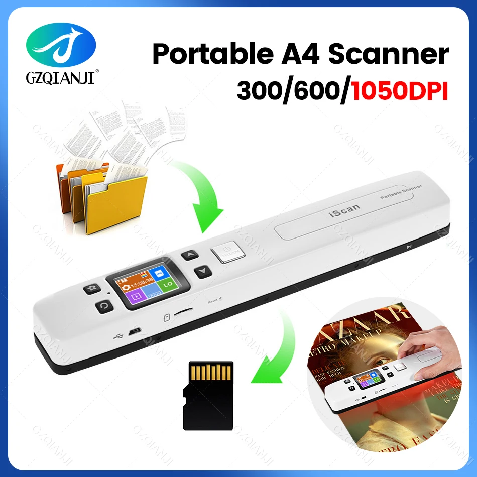 A4 ISCAN MINI Prenosný dokument a obrázky fotografií WiFi 1050 DPI JPG/PDF RUCKELD Vysokorýchlostný skener pre školské podnikanie