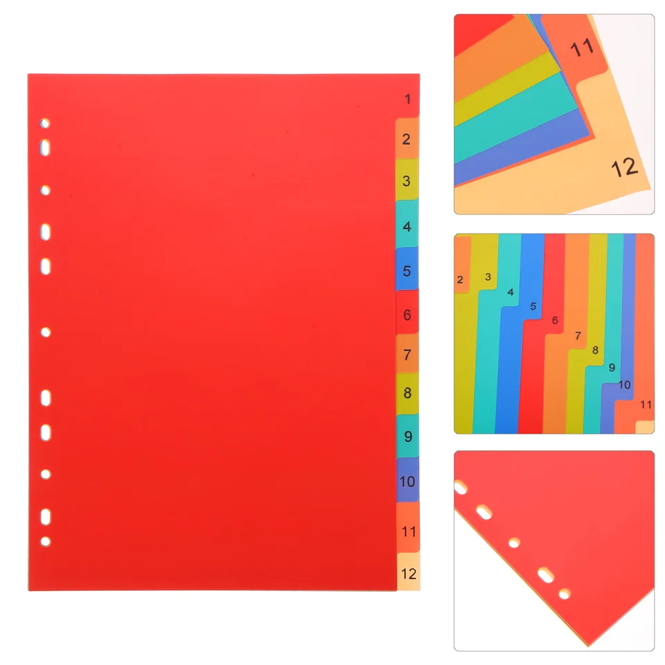 A4 Oddelené voľné listové stránky Oddelenie priečinka číslo File PP Book Binder Plastové spojivo Karty Kniha Binder DeDivers A4 Strana Značka